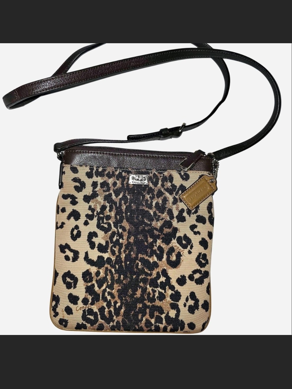 Coach Leopard-Print Crossbody in Tan and Brown